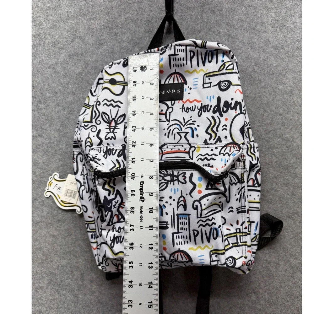 Friends TV Show Doodle Print Backpack White Multi PIVOT BP8SG6FRI NWT